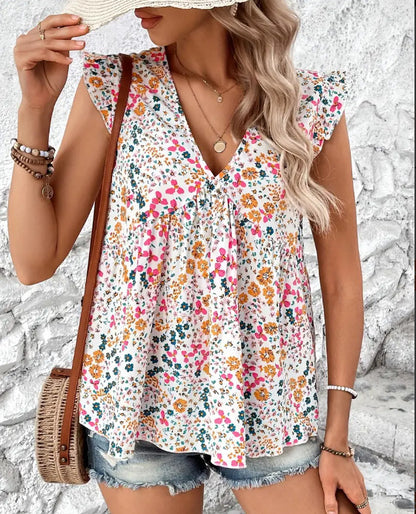Damen Bluse mit floralem Design und voluminösen Ärmeln Stalluxe