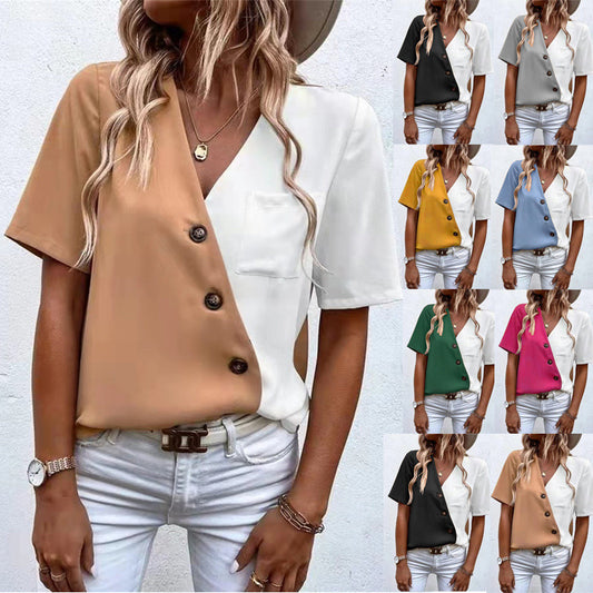 Damen Trendige Bluse mit asymmetrischem Schnitt und Knopfdetail Stalluxe