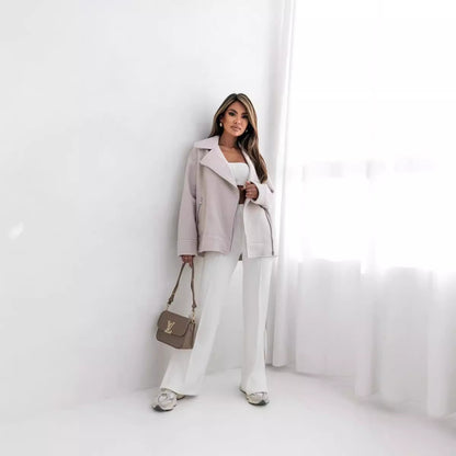 Damen Jacke mit asymmetrischem Reißverschluss und weichem Material Stalluxe