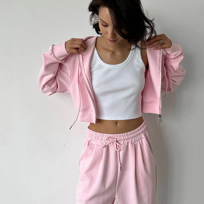 Damen lässiger Cropped Hoodie und entspannte Sweatpants Set Stalluxe