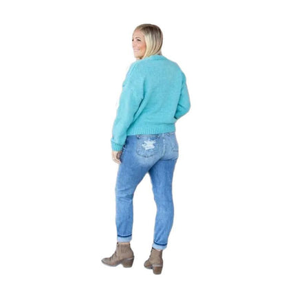 Damen Vintage Destroyed Jeans im entspannten Schnitt mit hohem Bund Stalluxe