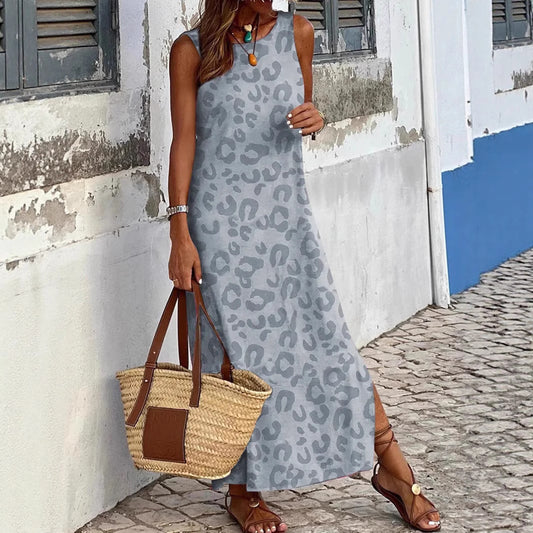 Damen Maxikleid mit modernem Leo-Print Stalluxe