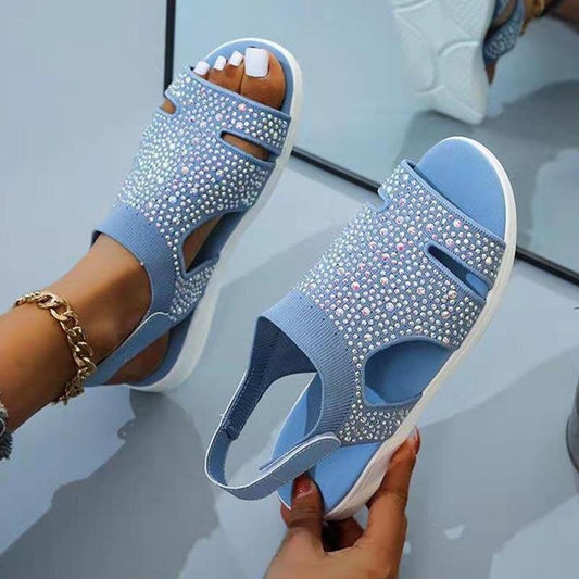 Damen Funkelnde Sandalen mit elastischem Obermaterial und rutschfester Sohle Stalluxe
