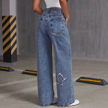 Damen Destroyed Jeans mit Sternenmotiv Stalluxe