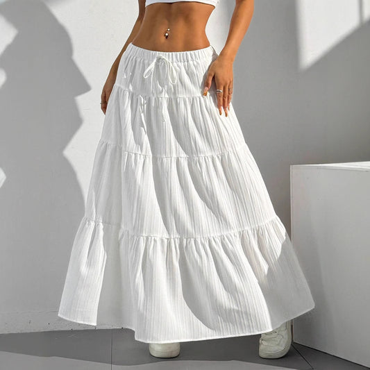 Damen Maxirock mit voluminösen Stufen und seitlichen Schlitzdetails Stalluxe