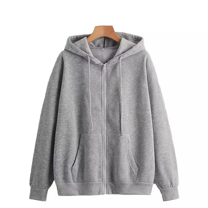 Damen bequeme Kapuzenjacke mit durchgehendem Reißverschluss und geräumigen Taschen Stalluxe