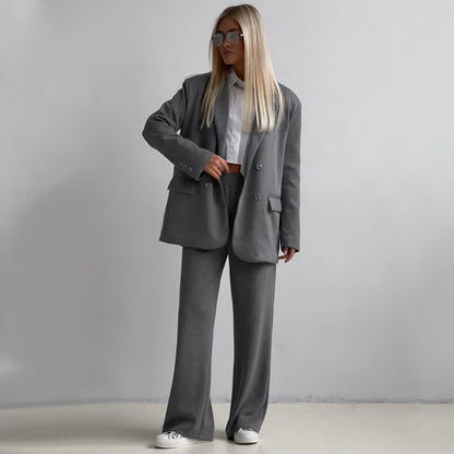 Damen moderne Jogginganzug mit doppelter Knopfleiste und weitem Schnitt Stalluxe