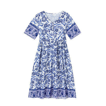 Damen Sommerkleid mit floralem Druck und halbärmeligem Design Stalluxe