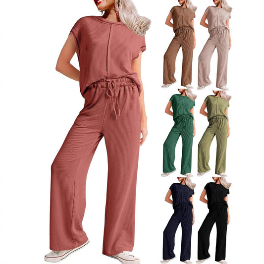 Damen Bequemer Jumpsuit mit weitem Bein und elastischem Bund Stalluxe