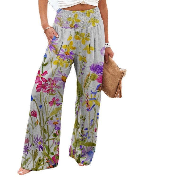 Damen Weite Sommerhose mit floralem Design und elastischem Bund Stalluxe