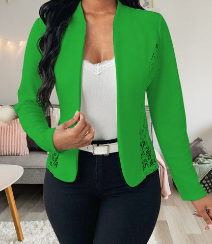 Damen elegante Blazerjacke mit Spitzenakzenten Stalluxe