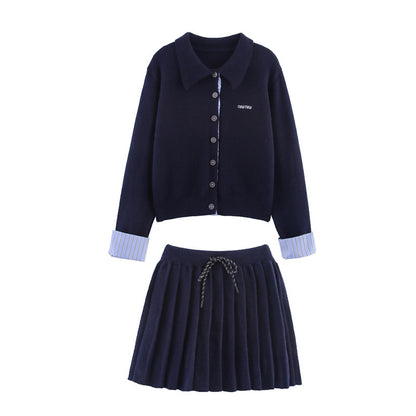 Damen Set aus Strickjacke und Rock mit eleganter Plissee-Optik Stalluxe