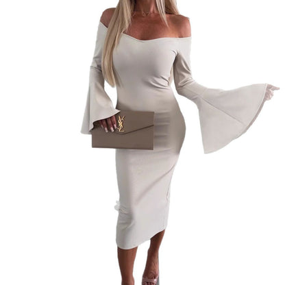 Damen Off-Shoulder Maxikleid mit ausgestellten Ärmeln Stalluxe