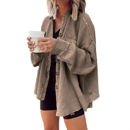 Damen lässige Baumwolljacke mit knöpfbarem Vorderteil und praktischen Taschen Stalluxe