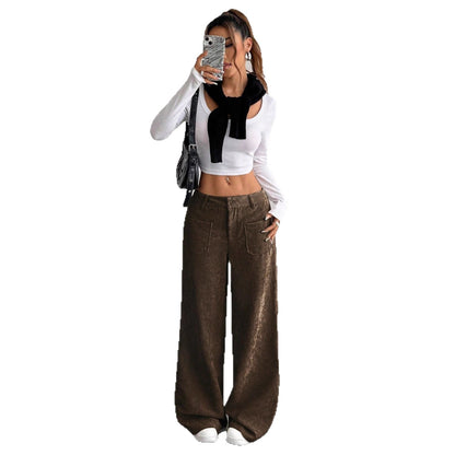 Damen weit geschnittene Cordhose mit praktischen Taschen Stalluxe