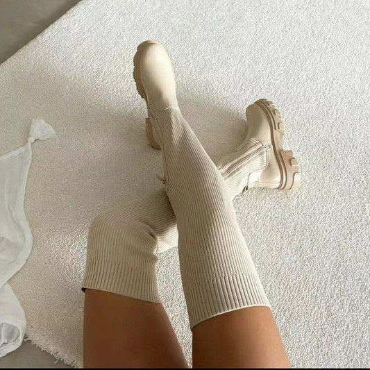 Damen kniehohe Stiefel mit seitlichem Reißverschluss und rutschfester Sohle Stalluxe