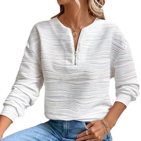 Damen Moderner Sweatshirt mit Halbreißverschluss und strukturiertem Design Stalluxe