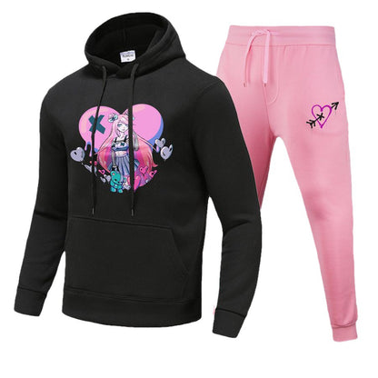 Damen Sportliches Hoodie- und Jogginghose-Set mit einzigartigem Grafikdesign Stalluxe