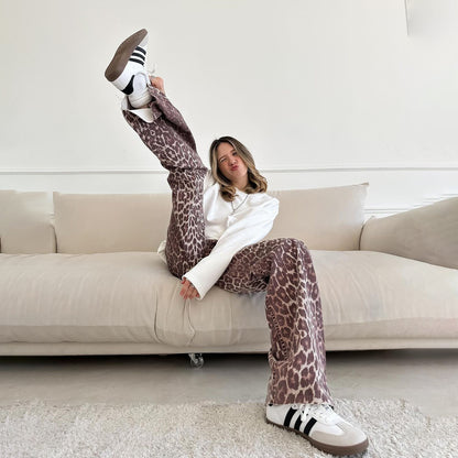 Damen weit geschnittene Jeans im angesagten Leopardenmuster Stalluxe