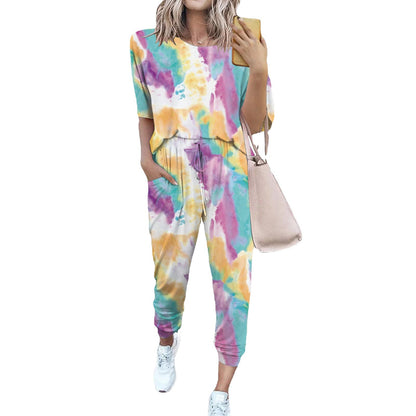 Damen Leichter Freizeit-Jumpsuit mit einem auffälligen Batik-Muster und praktischen Taschen Stalluxe