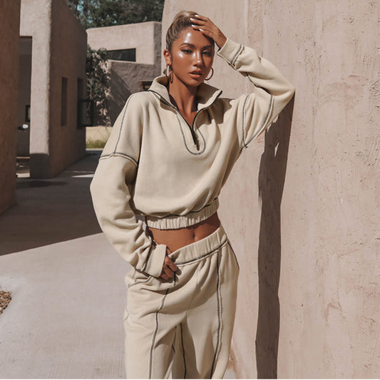 Damen lässiger Hoodie mit Reißverschluss und Rüschensaum Stalluxe