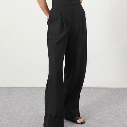 Damen Elegante, lockere Hosen mit hohem Bund und Falten Stalluxe
