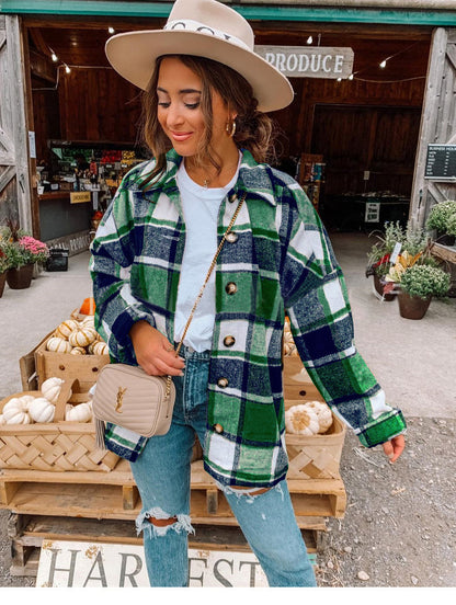Damen Karo-Casualjacke mit Knöpfen und bequemer Passform Stalluxe