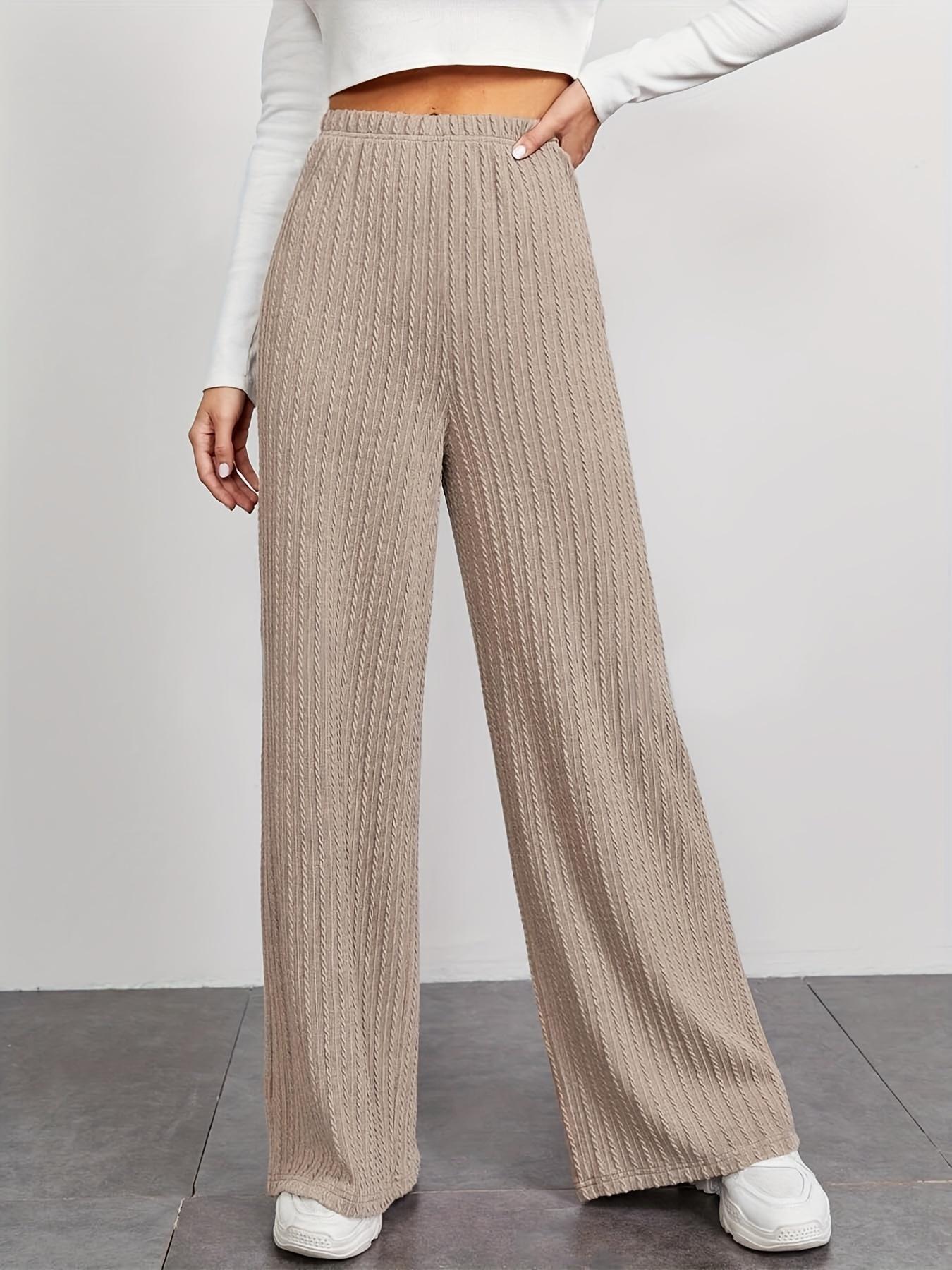 Damen elegante Strickpalazzo-Hosen mit hohem Bund und Rippstruktur Stalluxe