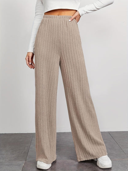 Damen elegante Strickpalazzo-Hosen mit hohem Bund und Rippstruktur Stalluxe