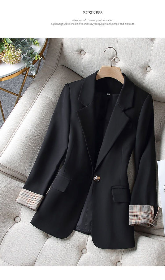 Damen klassische Blazerjacke mit ausgefallenen Ärmelaufschlägen Stalluxe