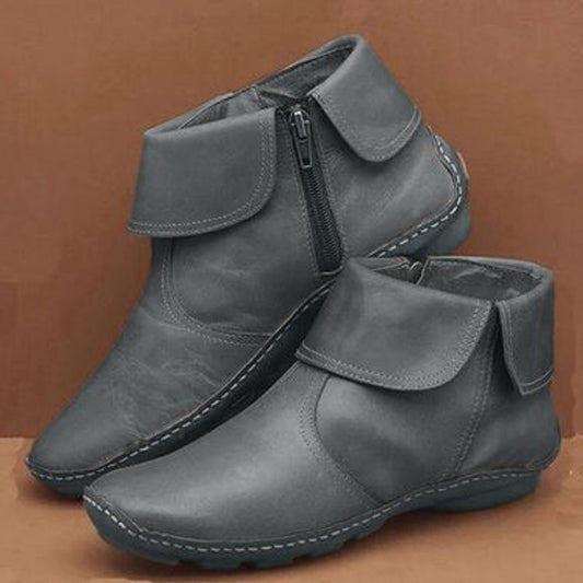 Damen stilvolle Lederstiefeletten mit seitlichem Reißverschluss Stalluxe