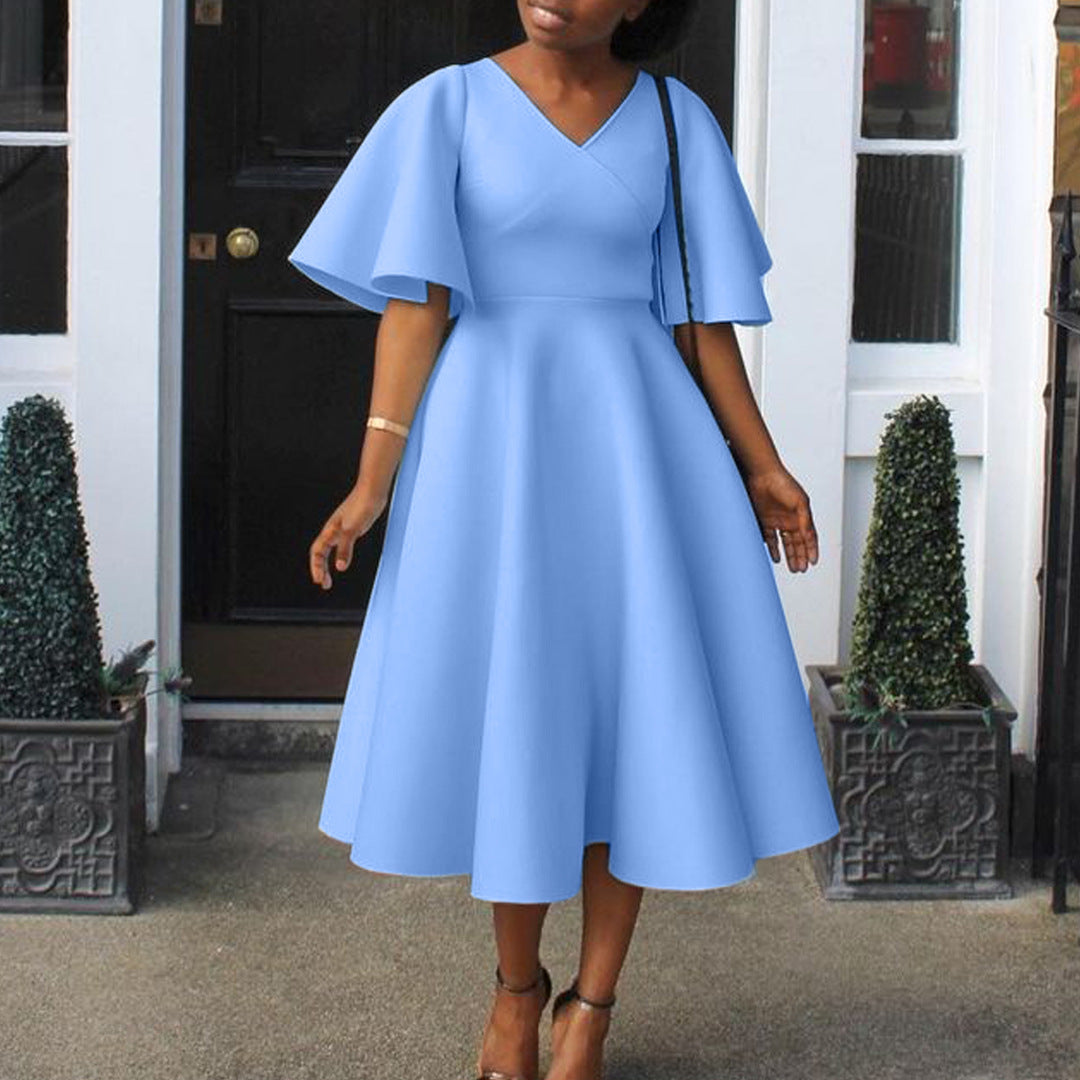 Damen Wickelkleid mit fließendem Schnitt und voluminösen Ärmeln Stalluxe