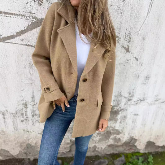 Damen warmer strukturiertes Fleece-Mantel mit doppelter Knopfreihe Stalluxe