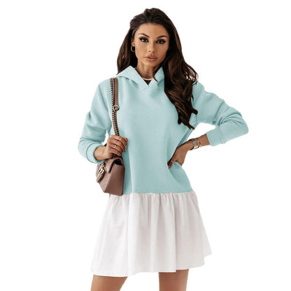 Damen lässiges Sweatkleid mit Kapuze Stalluxe
