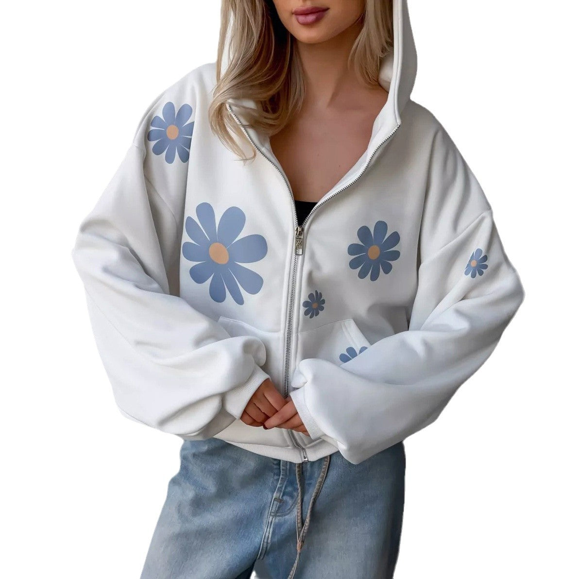 Damen Kapuzenjacke mit floralen Motiven und lässigem Schnitt Stalluxe