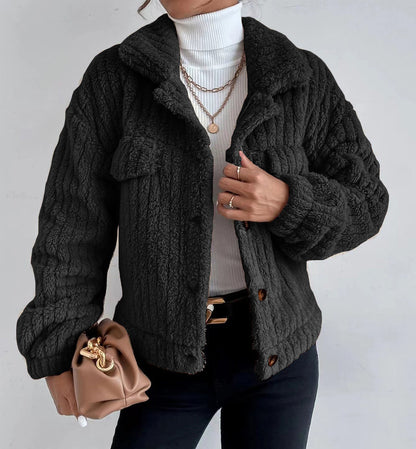 Damen kuschelige Overshirtjacke mit strukturiertem Fell Stalluxe