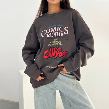 Damen Oversized Sweatshirt mit auffälligem Grafikdruck Stalluxe