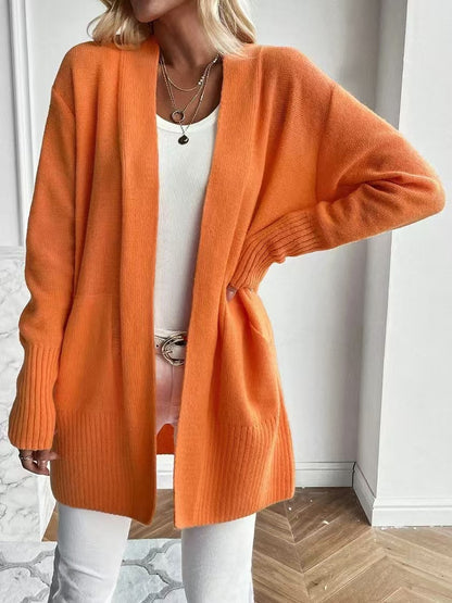 Damen Offener Strickmantel im lässigen Stil Stalluxe Orangerot
