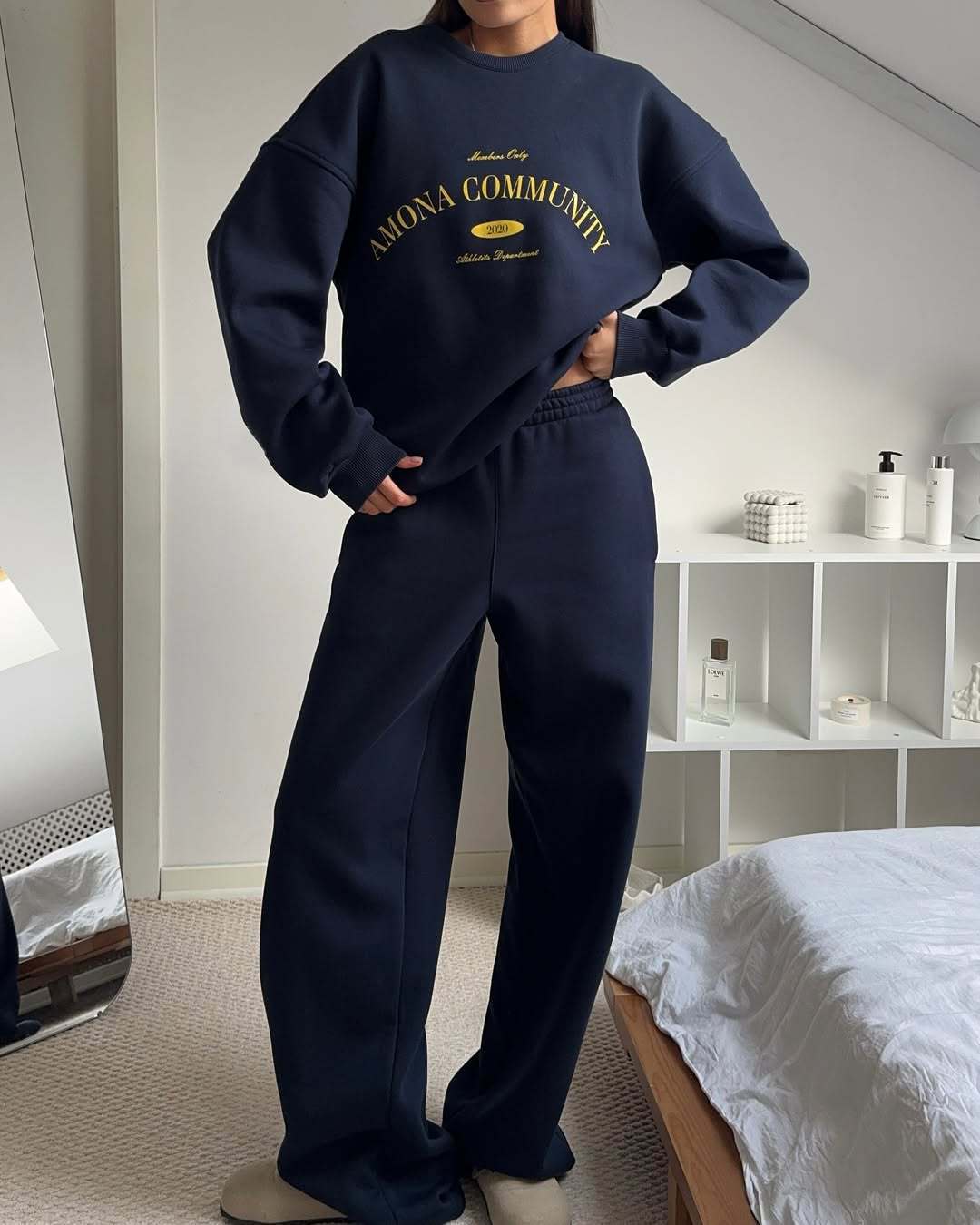 Damen lässiger Sweatanzug mit oversized Schnitt und modischem Aufdruck Stalluxe