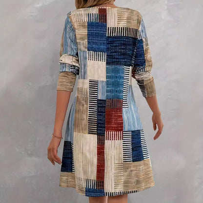 Damen Freizeitkleid mit grafischem Muster und lockerem Schnitt Stalluxe