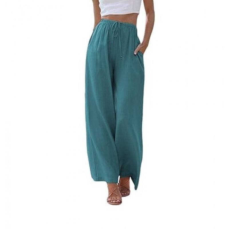 Damen Weite Palazzo-Hose mit elastischem Bund und seitlichen Taschen Stalluxe