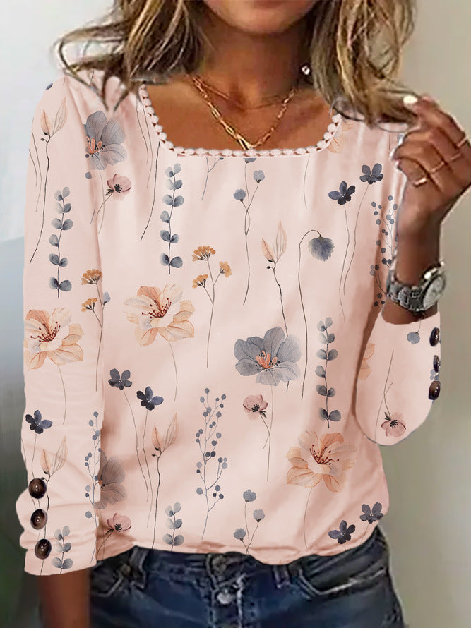 Damen Bluse mit floralem Druck und dekorativen Knopfdetails Stalluxe