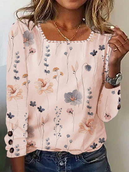 Damen Bluse mit floralem Druck und dekorativen Knopfdetails Stalluxe