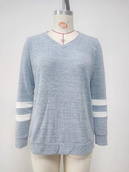 Damen Sportliches Langarmshirt mit V-Ausschnitt und Streifen-Details Stalluxe