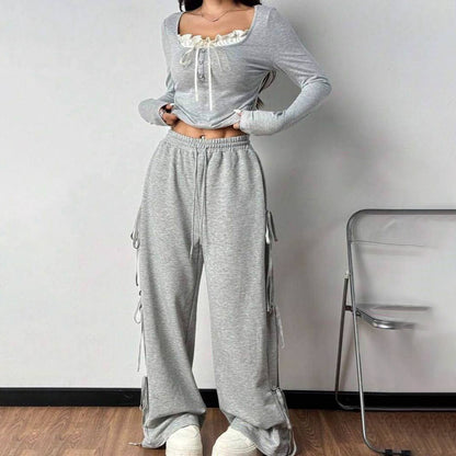 Damen Casual Lounge-Set mit modischen Rüschendetails Stalluxe