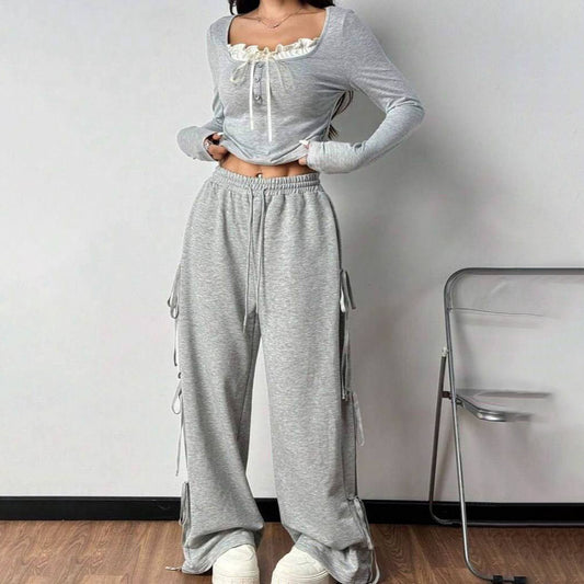 Damen Casual Lounge-Set mit modischen Rüschendetails Stalluxe