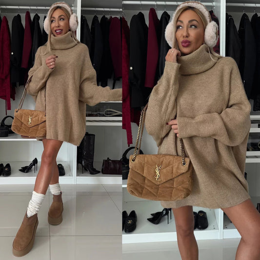 Damen Strickpullover mit hohem Kragen und weitem Schnitt Stalluxe
