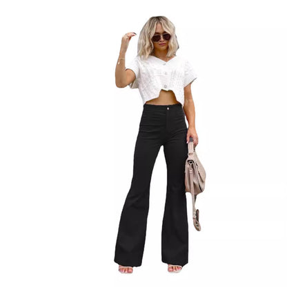 Damen Modische Hochbund-Flared-Jeans Stalluxe
