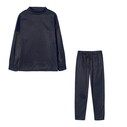 Damen Sportlicher Loungewear-Set mit hohem Kragen und elastischem Bund Stalluxe