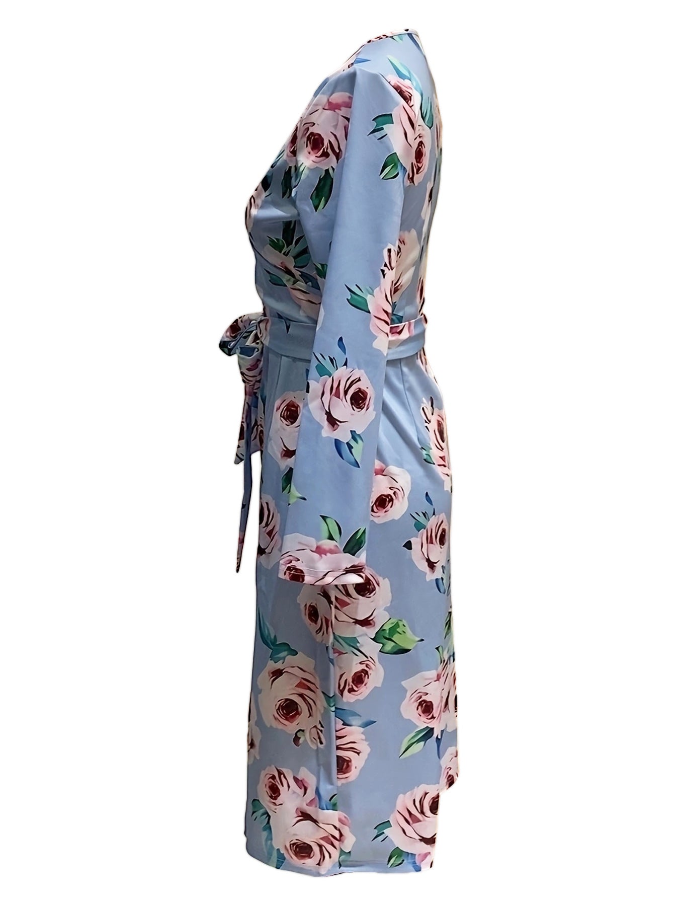 Damen Wickelkleid mit Blumendesign und seitlichem Schlitz Stalluxe